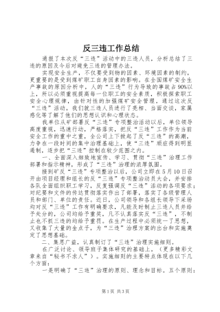 反三违工作总结