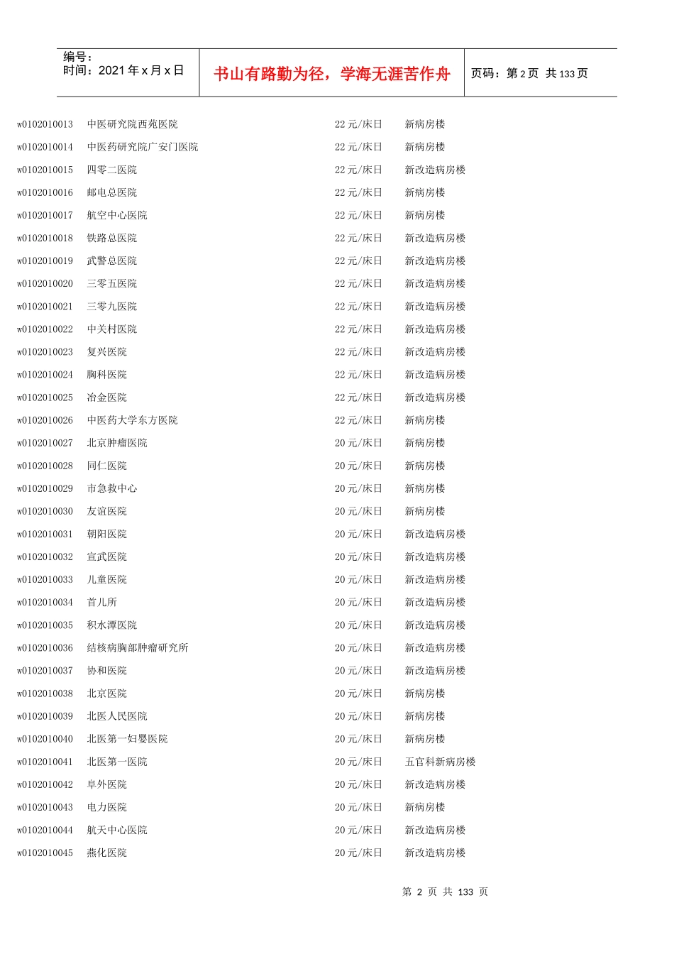北京医疗服务价格项目表_第2页