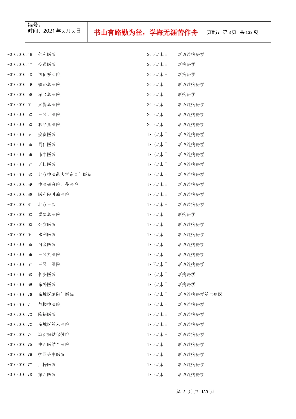 北京医疗服务价格项目表_第3页