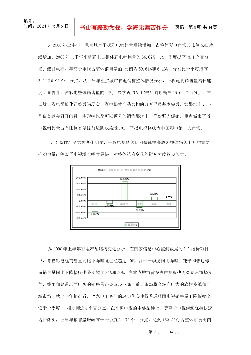 08上半年国内重点城市平板电视市场分析报告_第3页
