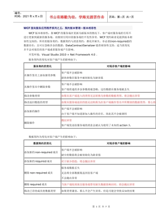 WCF面向服务应用程序系列之五：契约版本管理—版本相容性