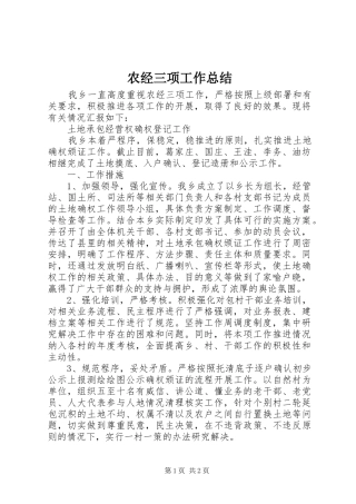 农经三项工作总结