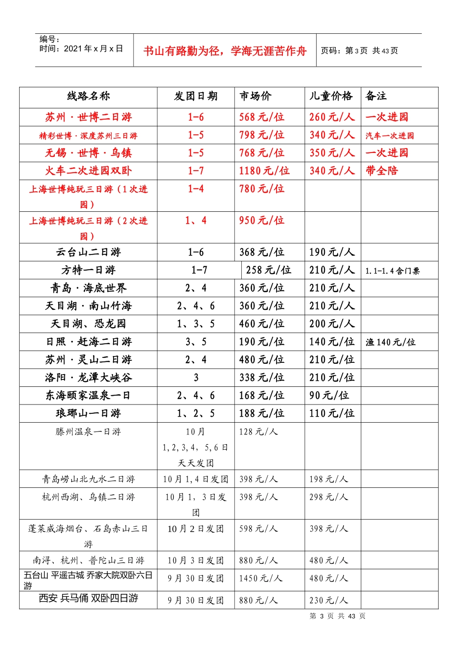中秋线路：线路名称发团日期市场价儿童价格备注苏州_第3页