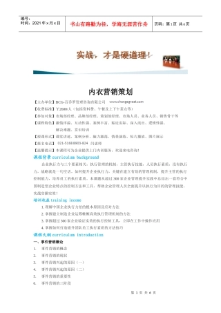 内衣营销策划