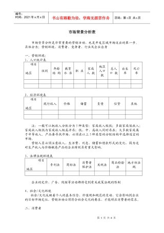 市场背景分析表