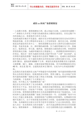 咸阳某某休闲广场营销策划