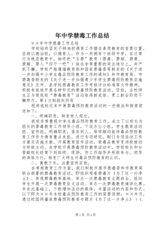 年中学禁毒工作总结