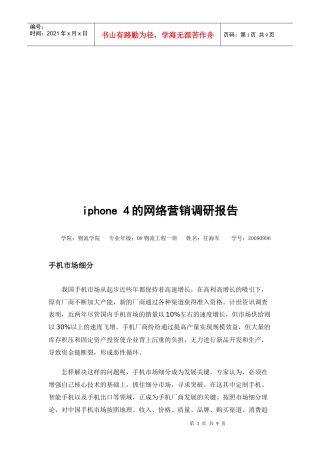 iphone的网络营销调研报告