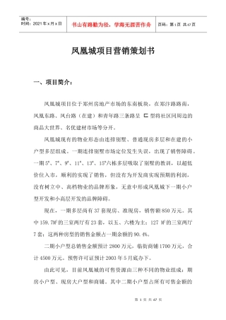 凤凰城营销策划报告及操作手册凤凰城营销策划案吴林
