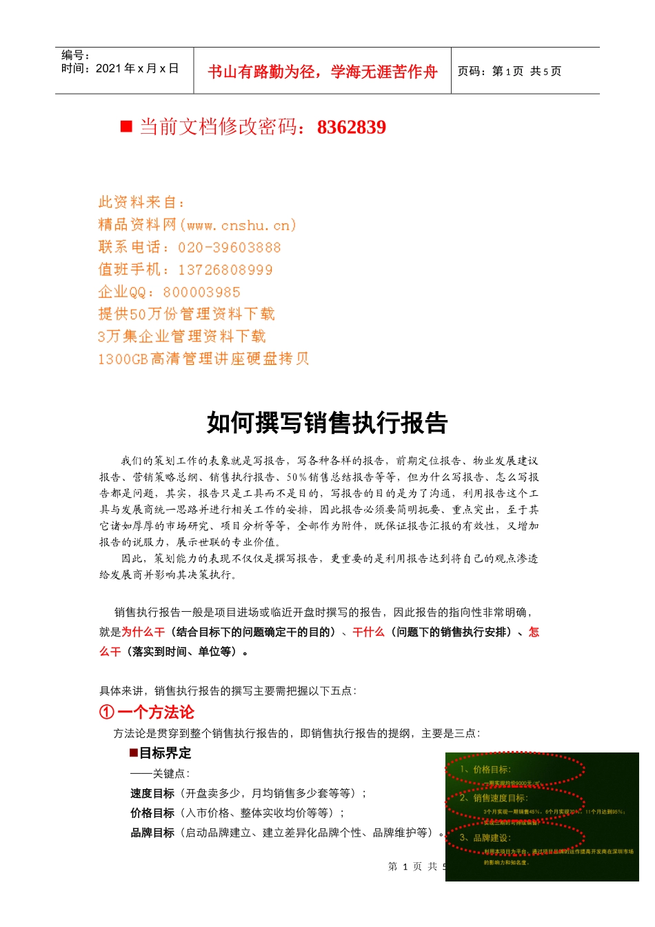 怎样撰写销售执行报告讲义_第1页