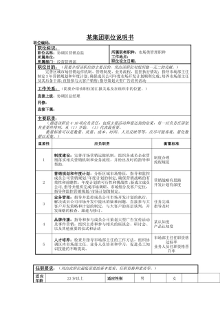 大区营销总监职岗位说明书