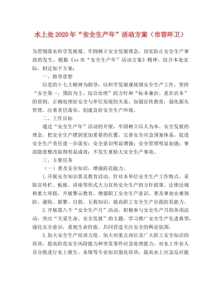 水上处2020年“安全生产年”活动方案（市容环卫） 