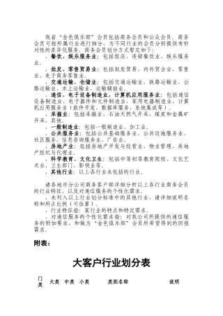 商务客户行业划分