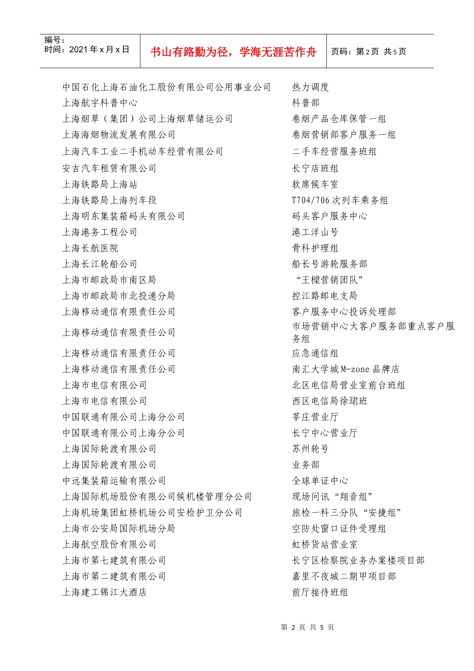 一、上海市用户满意服务明星班组（135个）_第2页