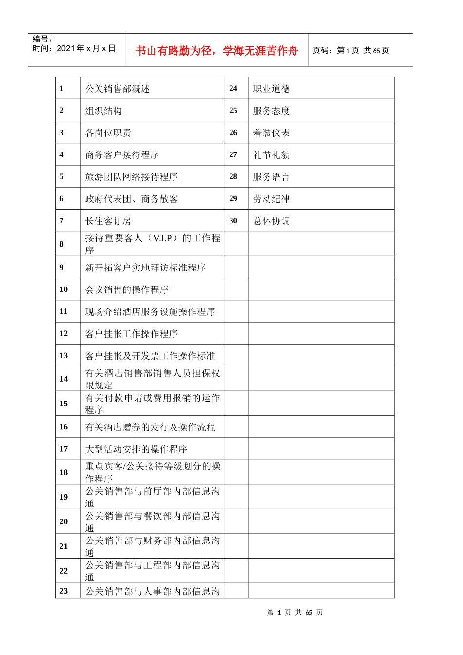 四星级酒店销售部工作制度流程_第1页