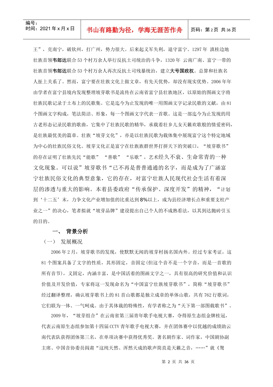 “中国富宁壮族坡芽文化”品牌整合营销策划_第2页