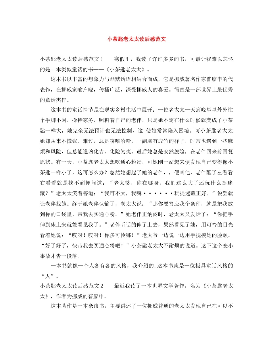 小茶匙老太太读后感范文 _第1页