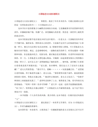 小茶匙老太太读后感范文 