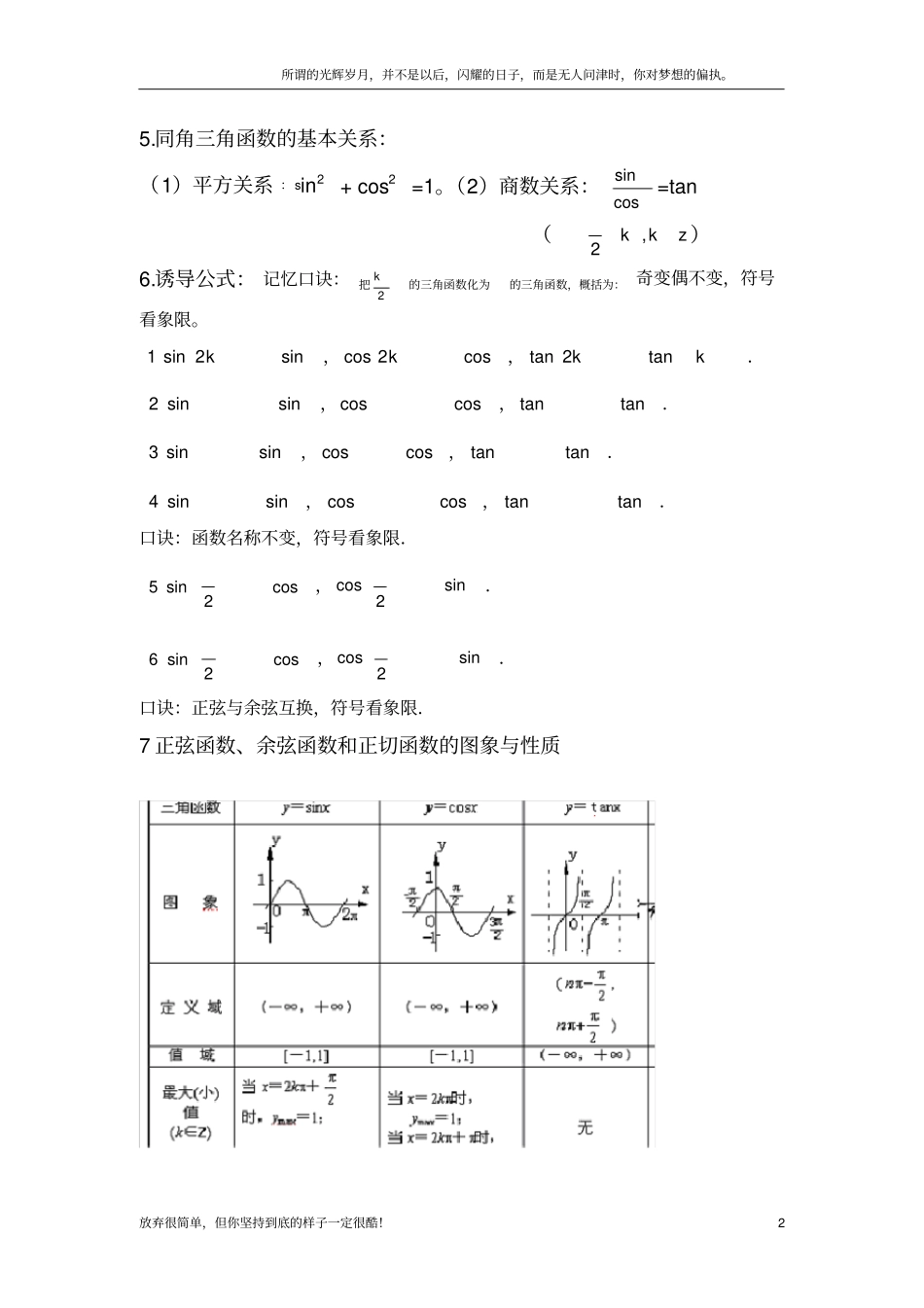 (新)高中数学三角函数知识点及试题总结_第2页