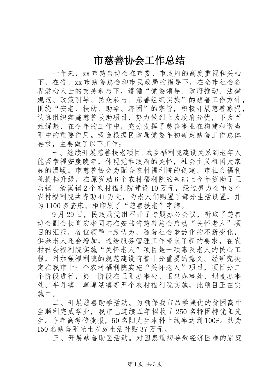 市慈善协会工作总结_第1页