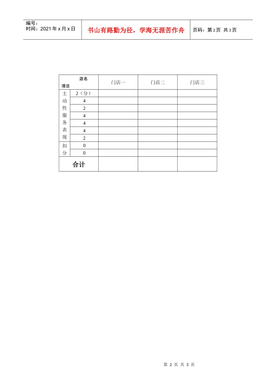 工厂专营门店服务质量巡查表_第2页