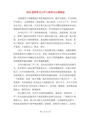 2024教师学习三严三实学习心得体会