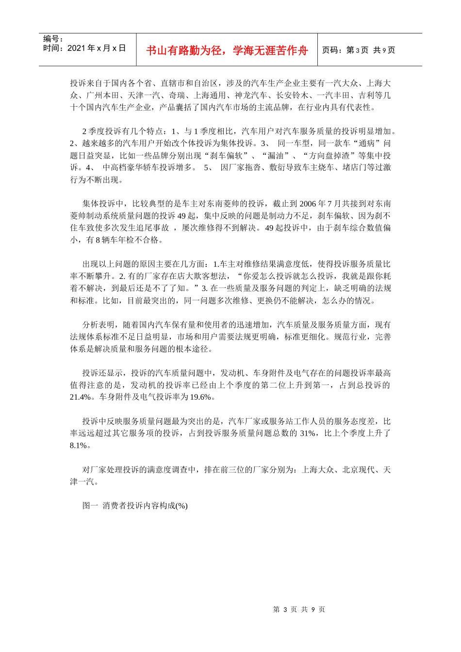 06年2季度中国汽车质量和服务质量投诉报告DOC9_第3页