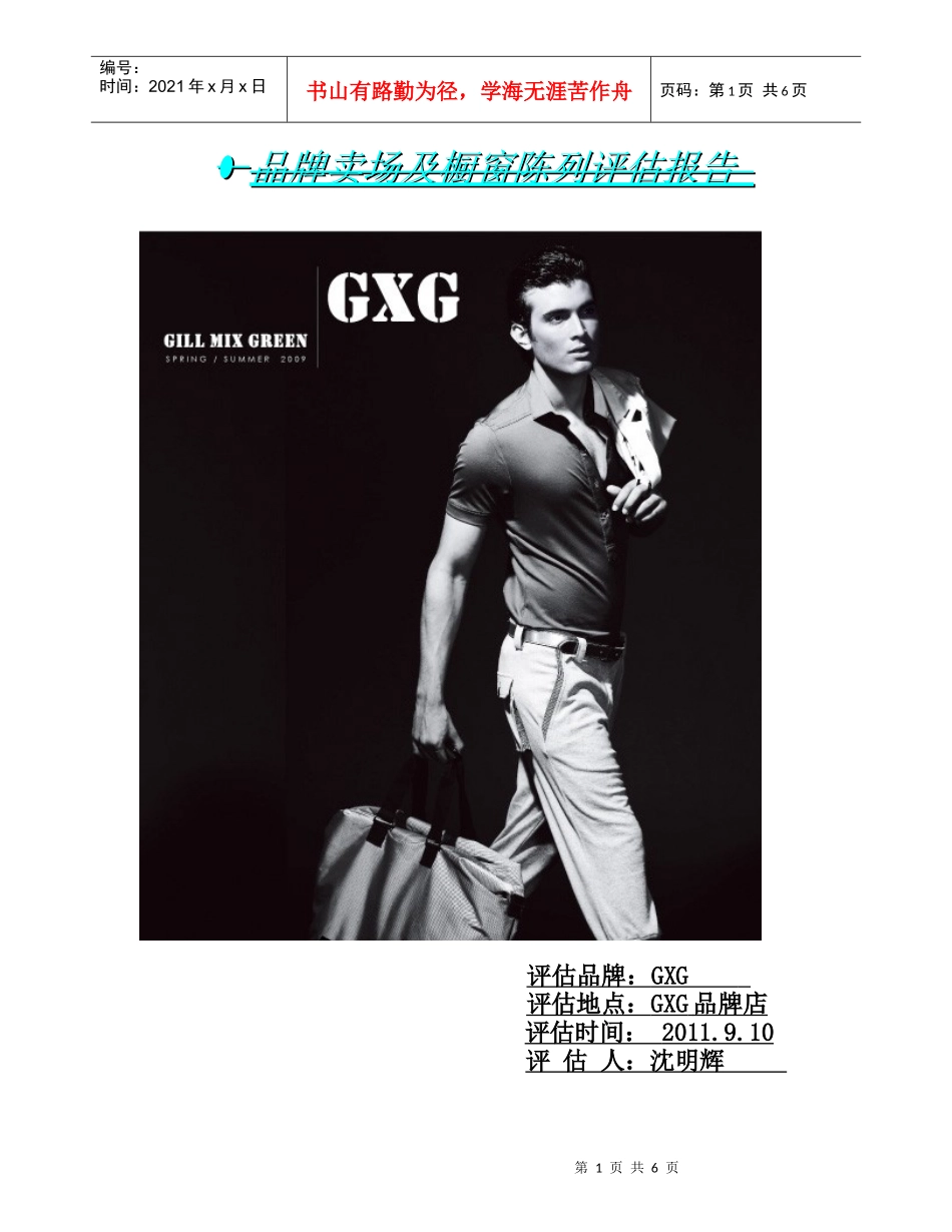品牌卖场及橱窗陈列评估报告沈明辉GXG_第1页