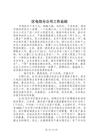 区电信分公司工作总结