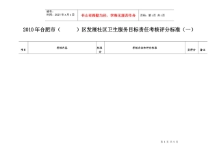 XXXX年合肥市（）区发展社区卫生服务目标责任考核评分标准