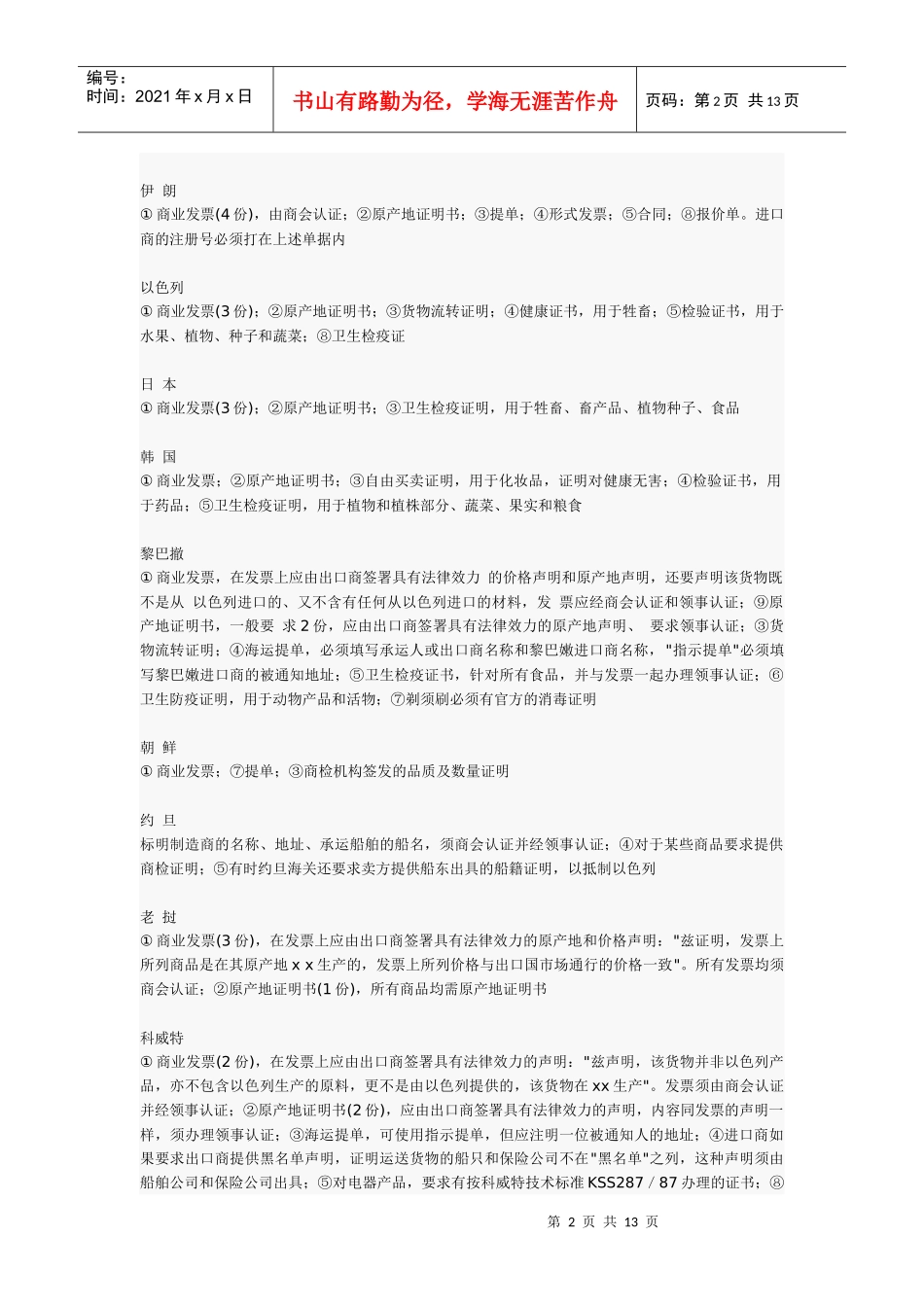 各国对进口单证的相关要求6530813155_第2页