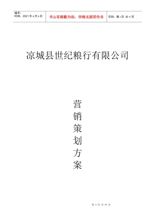 凉城县世纪粮行有限公司营销策划方案