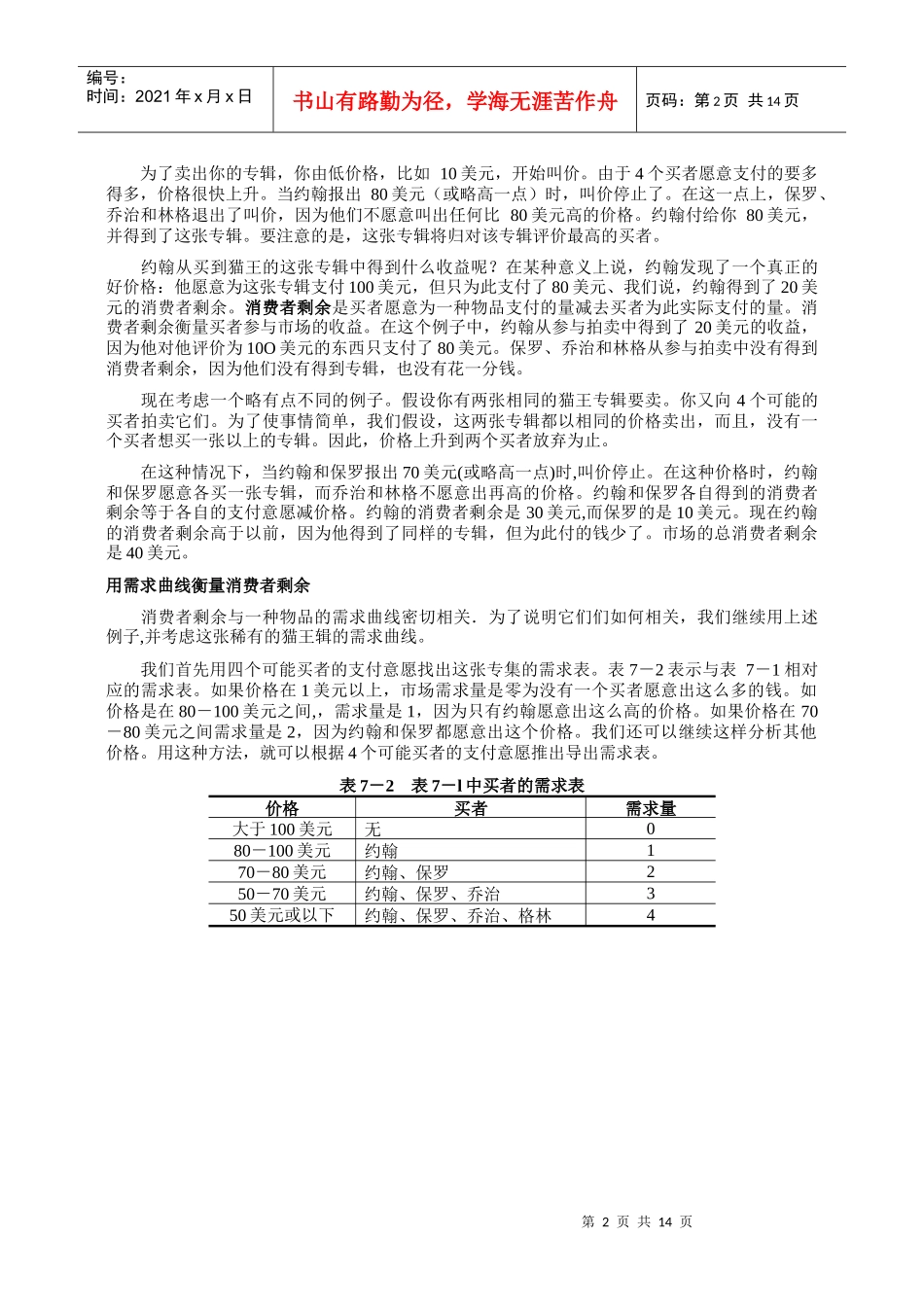 《经济学原理》第七章消费者、生产者与市场效率_第2页
