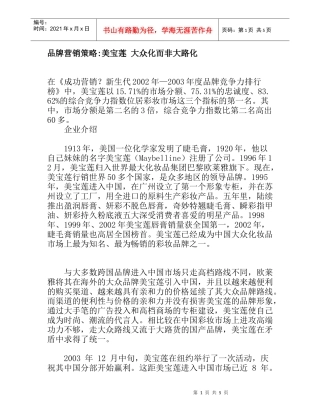 品牌营销策略美宝莲_大众化而非大路化