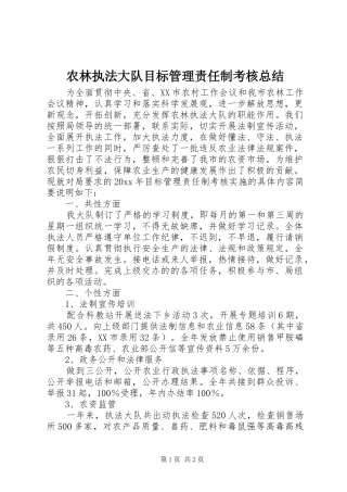 农林执法大队目标管理责任制考核总结