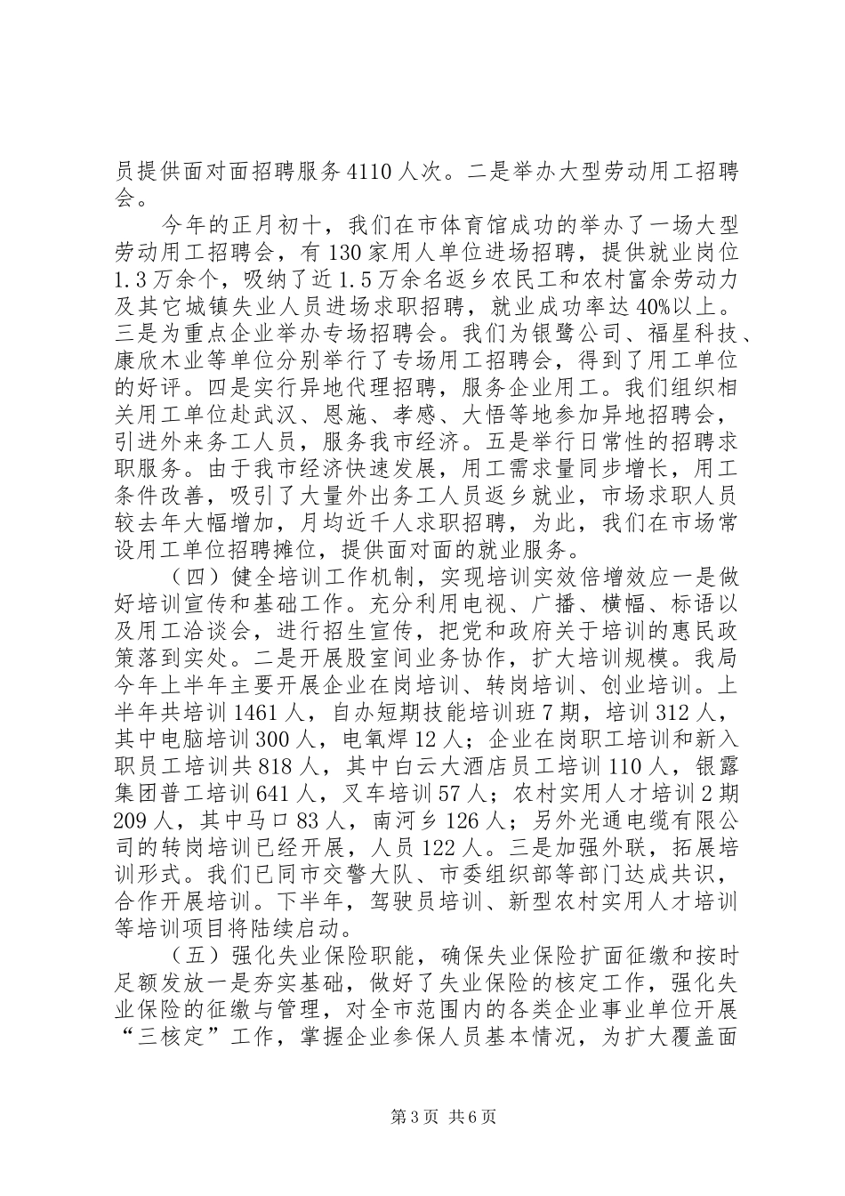 劳动就业管理局上半年工作总结_第3页