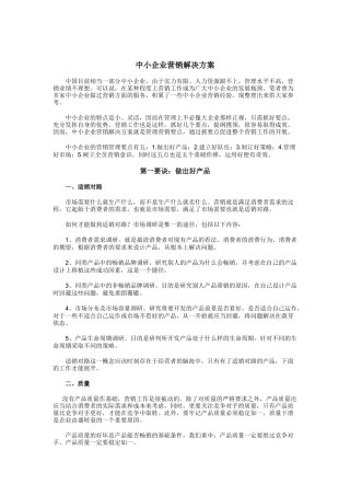 我国中小企业营销解决方案分析