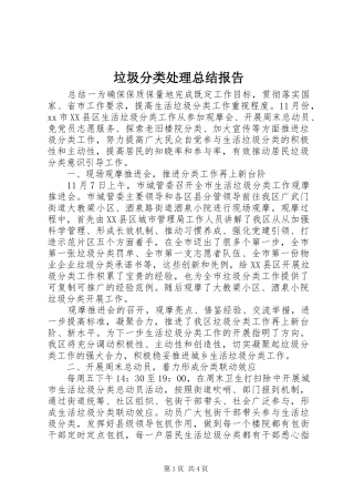 垃圾分类处理总结报告