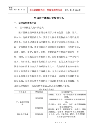 医疗器械的市场调查
