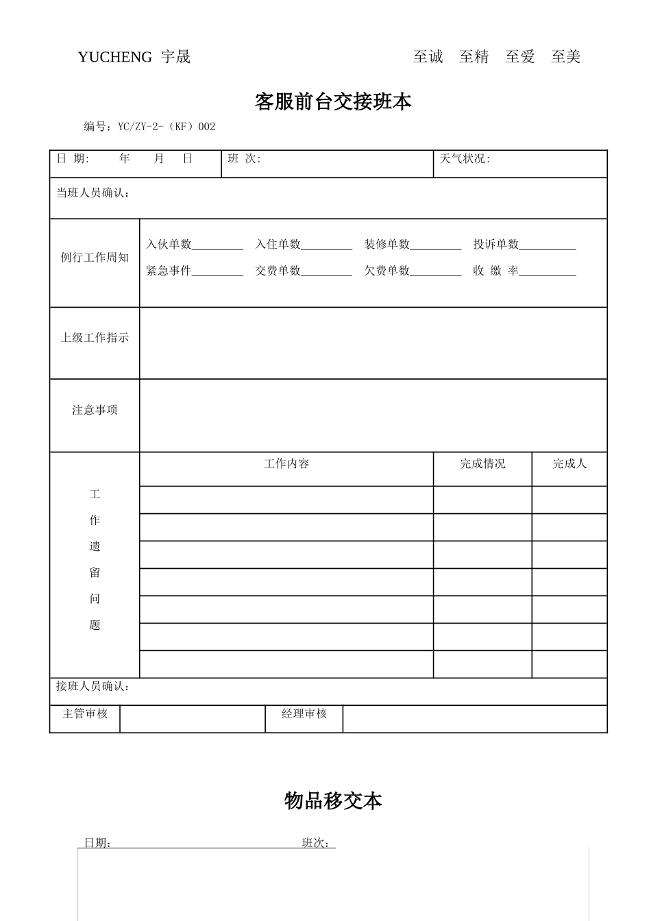 客服部记录全套表单_第2页