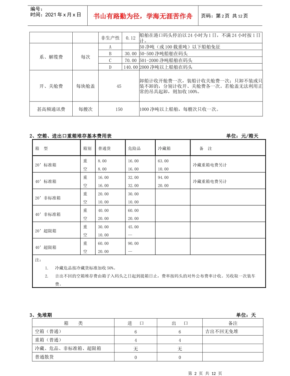广州集装箱码头有限公司服务收费项目标准_第2页