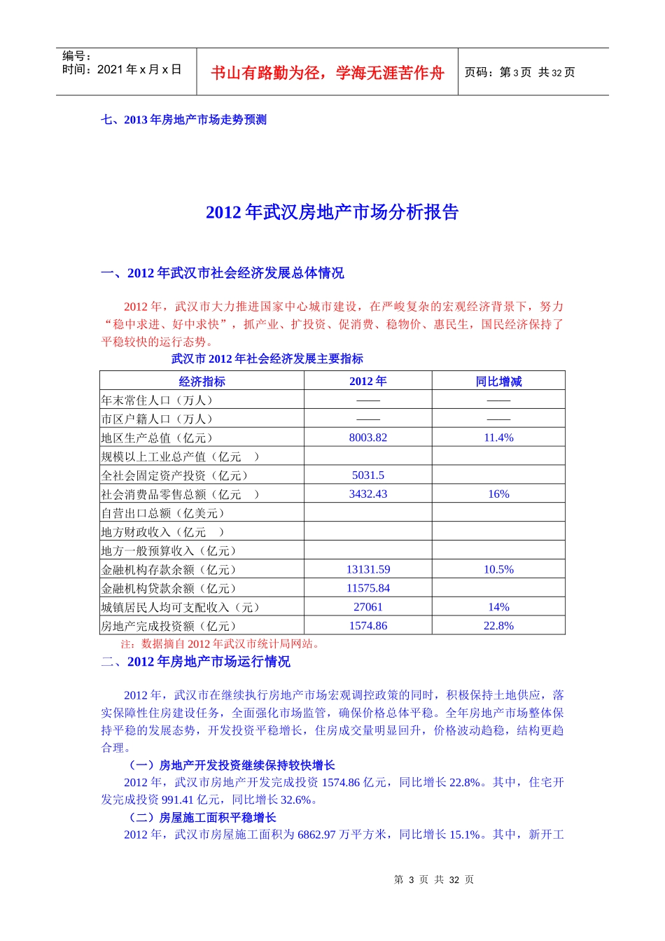 XXXX年武汉市房地产市场分析报告_第3页