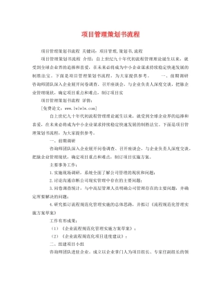 项目管理策划书流程 