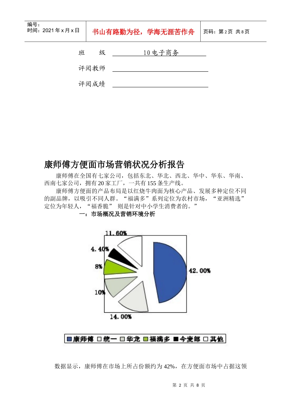 康师傅方便面市场营销状况分析报告范本_第2页