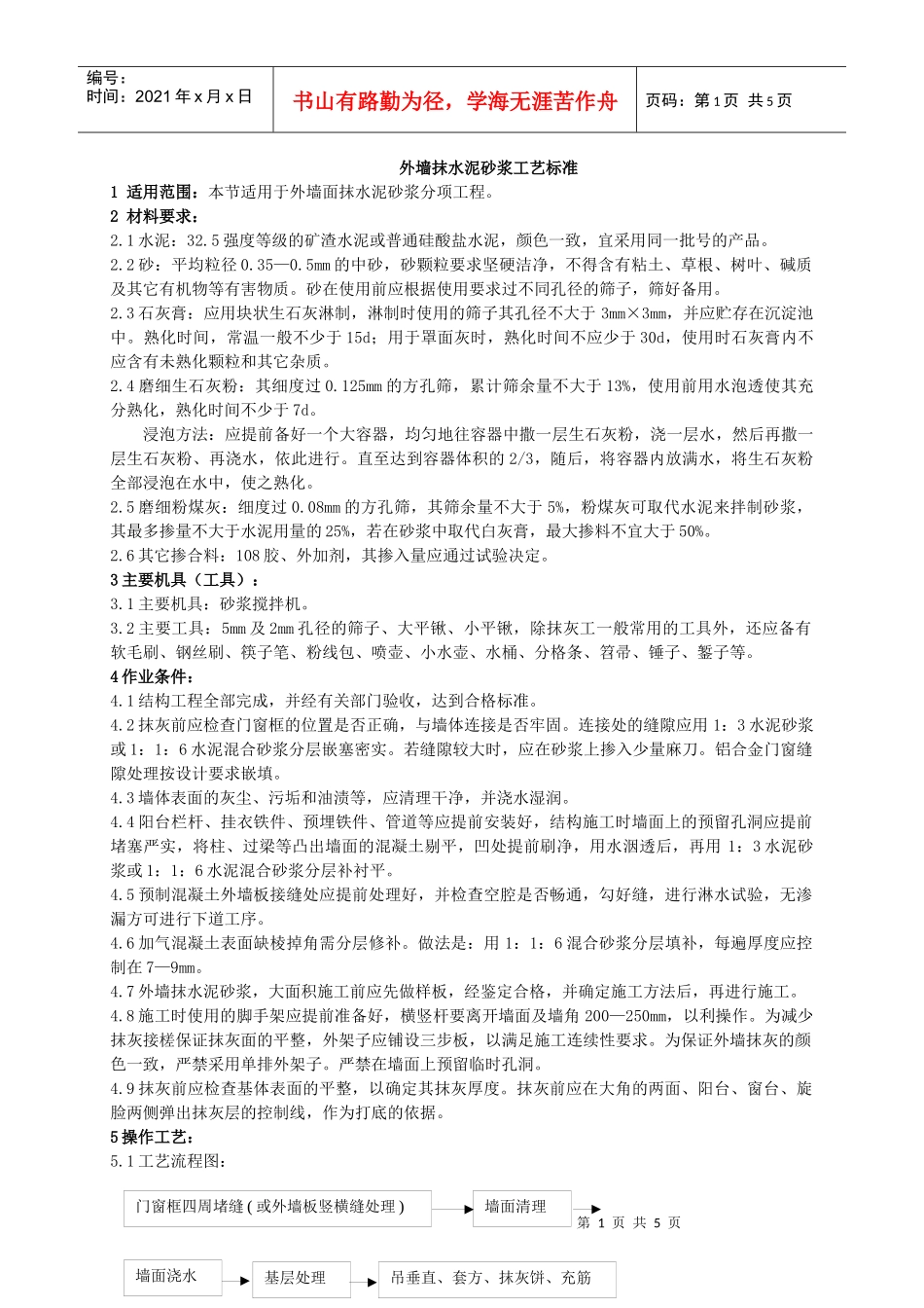 专项方案—外墙抹水泥砂浆施工_第1页