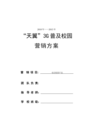 天翼市场营销策划