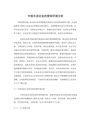 中国水泥企业的营销市场调查