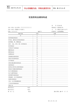 低值易耗品摊销构成