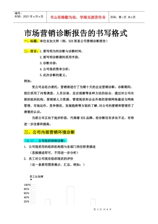 市场营销诊断报告的书写格式模版