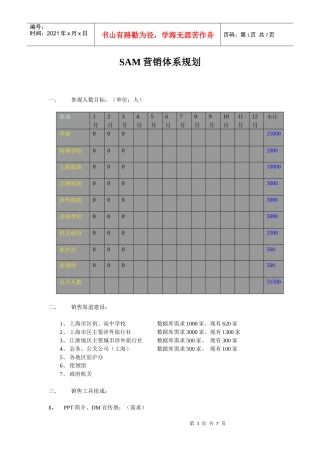 SAM营销体系规划